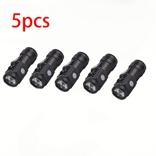 3/5pcs Tactical Flashlight - USB-Rechargeable Fast Flash & Portable Design with Lithium Battery, One-Handed Operation, Sleek Emergency Light for Camping, Security, Camping Gear, Sleek Flashlight, Durable Construction
