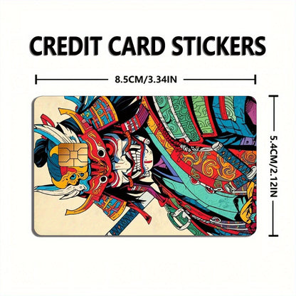 Japanese-style Samurai Pattern Sticker Set, Includes 4 Unique Designs, Durable Privacy Stickers Made of PVC Material, Suitable for Credit Cards, Transit Cards, Debit Cards, Keys, and More, Protects Bank Cards, Perfect as Part