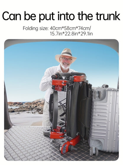 Ultra-lightweight Adult Electric Wheelchair, Only 39 Lbs, All-terrain Design, 18-mile Range, Foldable, Airline-approved Travel-ready with Long-range Battery, Perfect for Seniors And Travel.