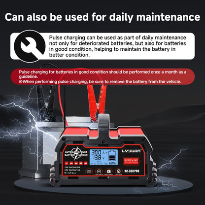 Battery Charger 30A, 12V/24V Lead Acid Smart Battery Charger, 12V LiFePO4 Car Battery Trickle Charger, Automatic Battery Maintainer for Car Motorcycle Lawn Mower Marine Boat Lead Acid Batteries