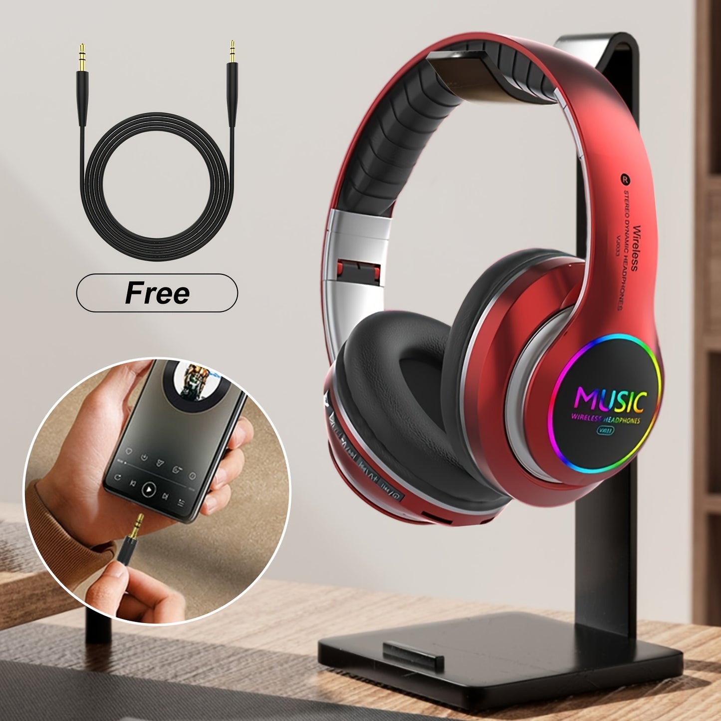Wireless Noise Cancelling Headphones, Wireless Earbuds with Deep Bass, Lightweight Foldable Headphones with Built-in Microphone, for Work Laptops, Mobile Phones, On-head Gaming Headphones, Compatible with Android/iOS, Father'
