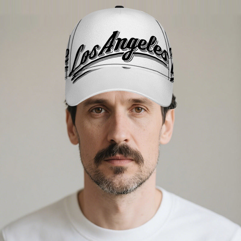 1pc 2D Los Angeles Lettering Print Baseball Cap - Adjustable Polyester Snapback Hat with Full-Body Vibrant Design, Ideal for Running, Sports & Streetwear.