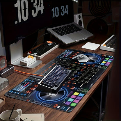 Gaming Mouse Pad And Desk Mat Designed for DJ Studios, Featuring a Non-Slip Rubber Base And Sealed Edges. A Sturdy Keyboard Mat Ideal for Music Production, Perfect As a Gift for Musicians And Gamers.
