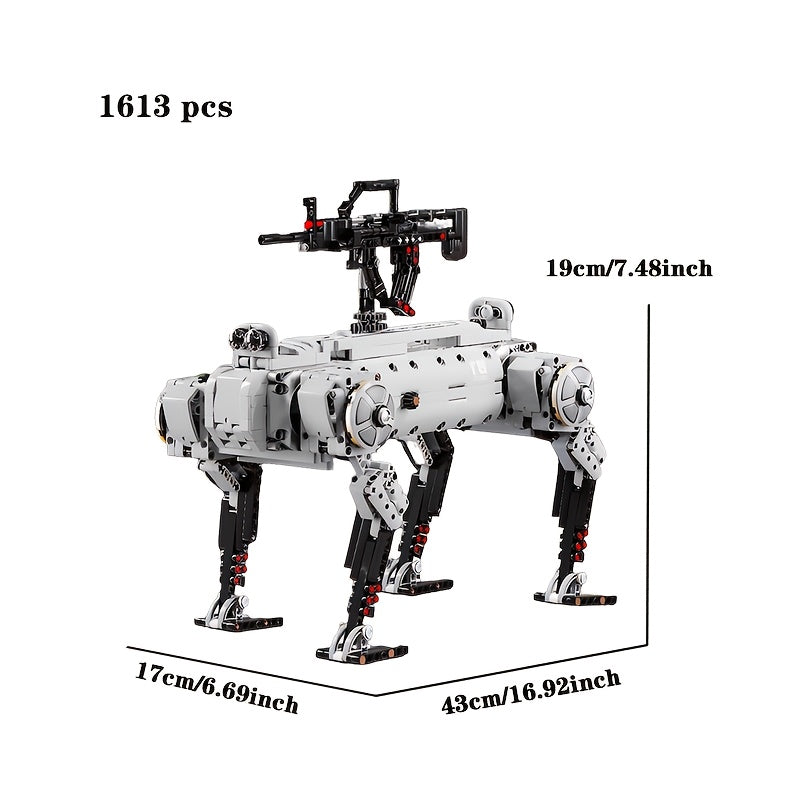 1613+pcs Large-Scale Advanced Tech Robot Dog Building Set with Movable Arms & Legs, ABS Model Kit for s &, Realistic Walking/Posing Robot, Chibi-Style Collectible Gift (Grey/Black) - Compatible with Chibi Figures