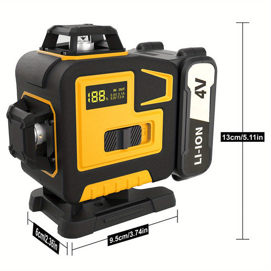 Strong Yellow Laser Horizontal 360 Self-leveling, 16-line X360 yellow Laser Horizontal Line Tool for Building/picture Suspension, with charger, Rechargeable Battery, Stand, Portable Luxury Case