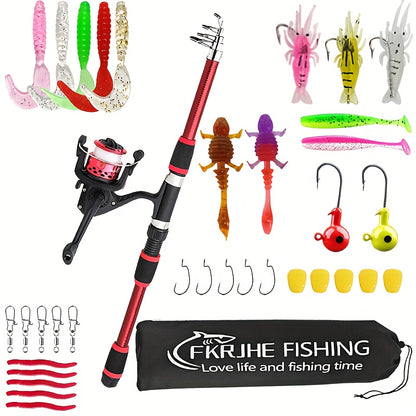 1-Piece Spinning Fishing Rod and Reel Combo - 70.87inch Telescopic Saltwater-Freshwater Heavy-Drag System (11.02LB), 5.2:1 Gear Ratio & 3BB Bearing Reel, Medium- Power Fishing Rod with Full Accessories Kit for Surf, Pike, Tro