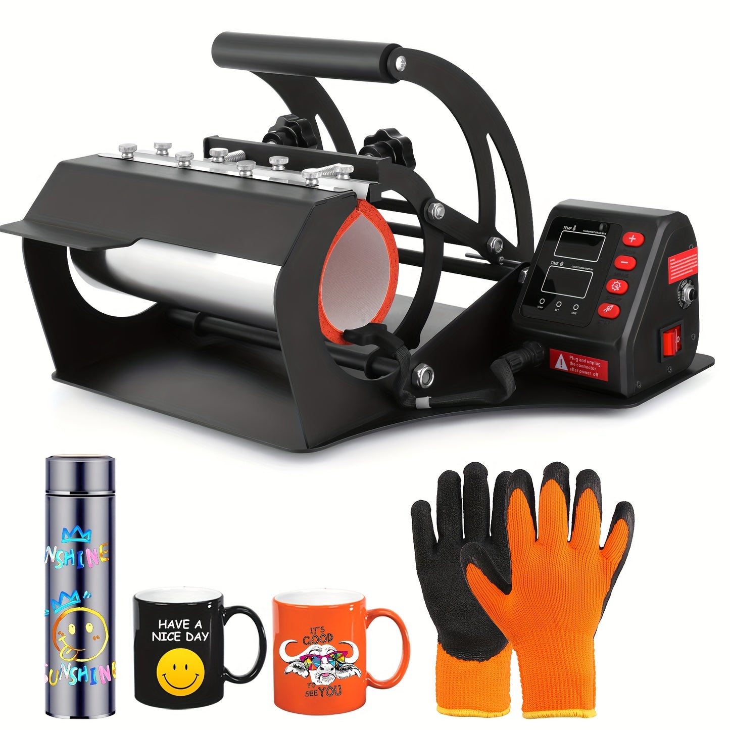 Roller Hot Press, 30oz 20oz 16oz Sublimation Ultra-thin Roller Cup Hot Press, DIY Heat Transfer Vinyl, with LCD Screen Display And Temperature Time Control, Can Be DIY Gifts