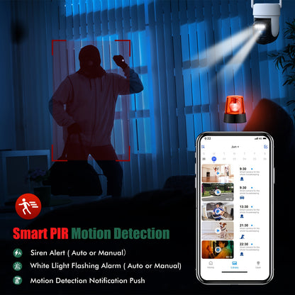 7pcs Solar Powered Outdoor Security Cameras with AI Motion Detection, 1440P HD, 360° PTZ, Solar-Powered Wireless WiFi Cameras with Two-Way Audio, Color Night Vision,, Business, Driveway, Garage - Cloud Storage Included
