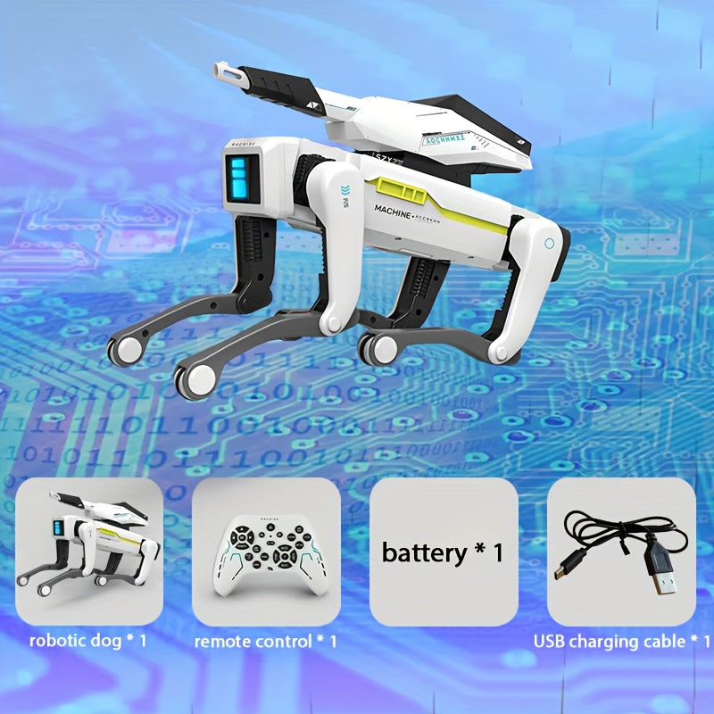 Smart Robot Dog, Remote Control Toy Robot Dog with Water Cannon Launch Pad, Programmable, Voice, Dance, Music, Can Be Controlled by Remote and Mobile Phone APP, Ideal Birthday Gift for Children