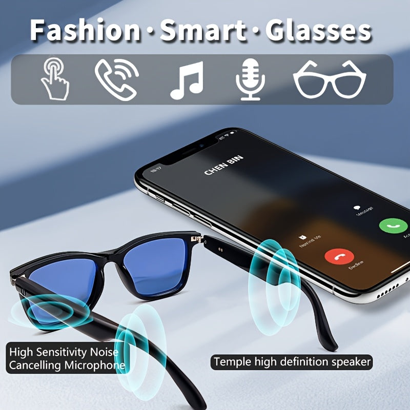 Smart Glasses with Magnetic Frame, 3 Lens Colors, Built-in Microphone, HD Calling, HiFi Music, Touchpad Control, TWS Technology, Compatible with iPhone/ Android, AI Voice Assistant, USB Charging, Non-Waterproof, Ideal for Out