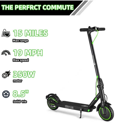 Adult Electric Scooter, 50/60Hz 350/500 W Motor, 3 Speed Modes, 13/22/25 Mile Range, 15/19 MPH Top Speed, 8.5 Inch Solid Tires, 36V, 5.2/7.8/10.4 AH Batteries, Long Heavy Duty Electric Scooter, Fast Electric Scooter, Scooter