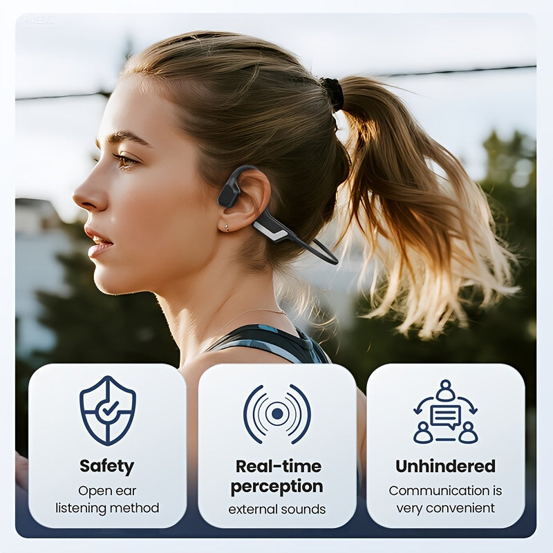 s850 Wireless Bone Conduction Headphones - 10 Hours Playtime, IPX8 High Quality, 23g Lightweight Design, Open-Ear, Bone Conduction Sports Headphones, Sweatproof for Swimming, Cycling, Running, Fitness and Travel - Perfect Gif