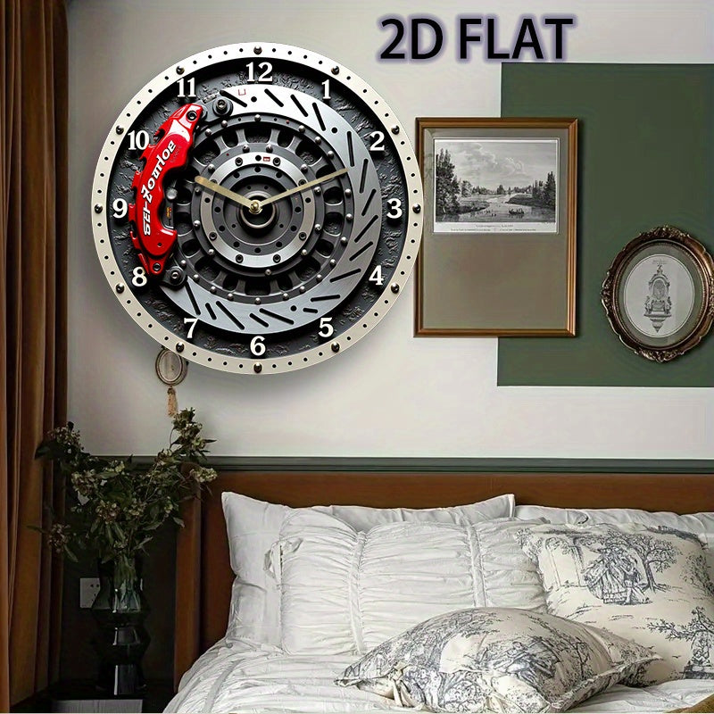 1pc 12-Inch Silent Non-Ticking Racing Brake Disc Wall Clock - Modern Motorsport Decor with Red Brake Disc Design, Quartz Movement, Acrylic Construction - for Living Room, Garage, Office, for Man Cave - Perfect Racing Car Enth