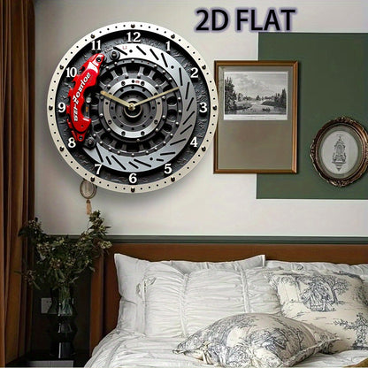 1pc 12-Inch Silent Non-Ticking Racing Brake Disc Wall Clock - Modern Motorsport Decor with Red Brake Disc Design, Quartz Movement, Acrylic Construction - for Living Room, Garage, Office, for Man Cave - Perfect Racing Car Enth