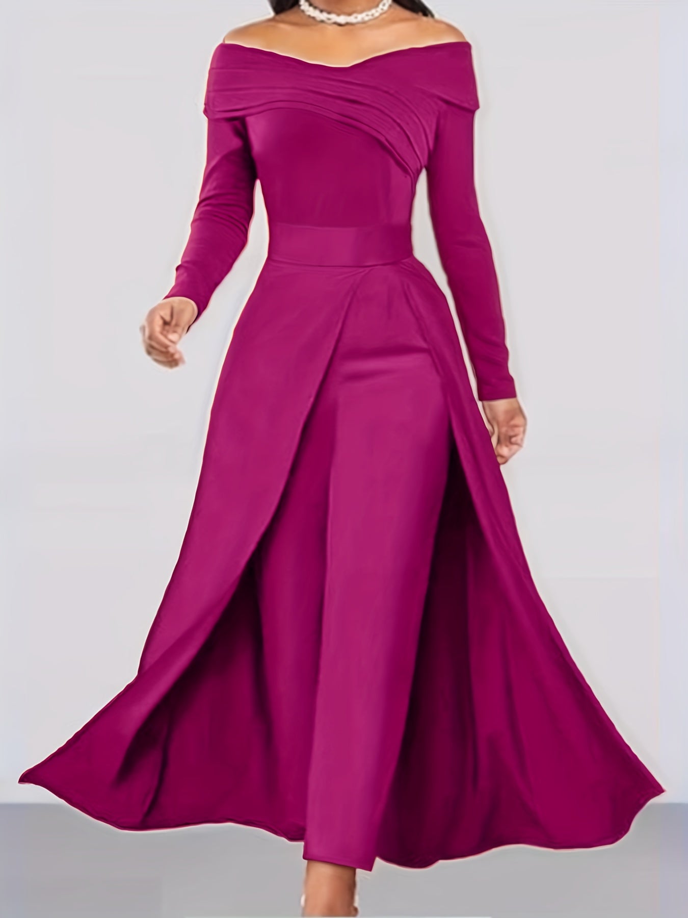 Autumn New Solid Color Fashionable Elegant Versatile Long Top Pants Women's Two-Piece Set