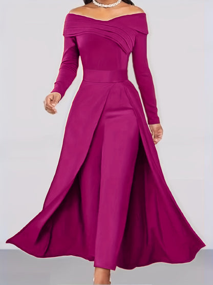 Autumn New Solid Color Fashionable Elegant Versatile Long Top Pants Women's Two-Piece Set