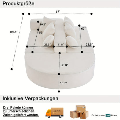 Modular Foam Sofa - No Assembly Required, Easy to Move, Modern Fabric Sofa with No Frame, Deep-Seated Design, Plush Cushions, Memory Foam Filling