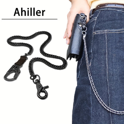 Ahiller Business Style Wallet Chain, Hip Hop Style Keychain - Dual Lock Security Design, Outdoor Camping, Traveling Accessory for Motorcycle/Daily Use with Scratch Resistant Coating, Men's EDC Carrying Gear Chain, Perfect Gif
