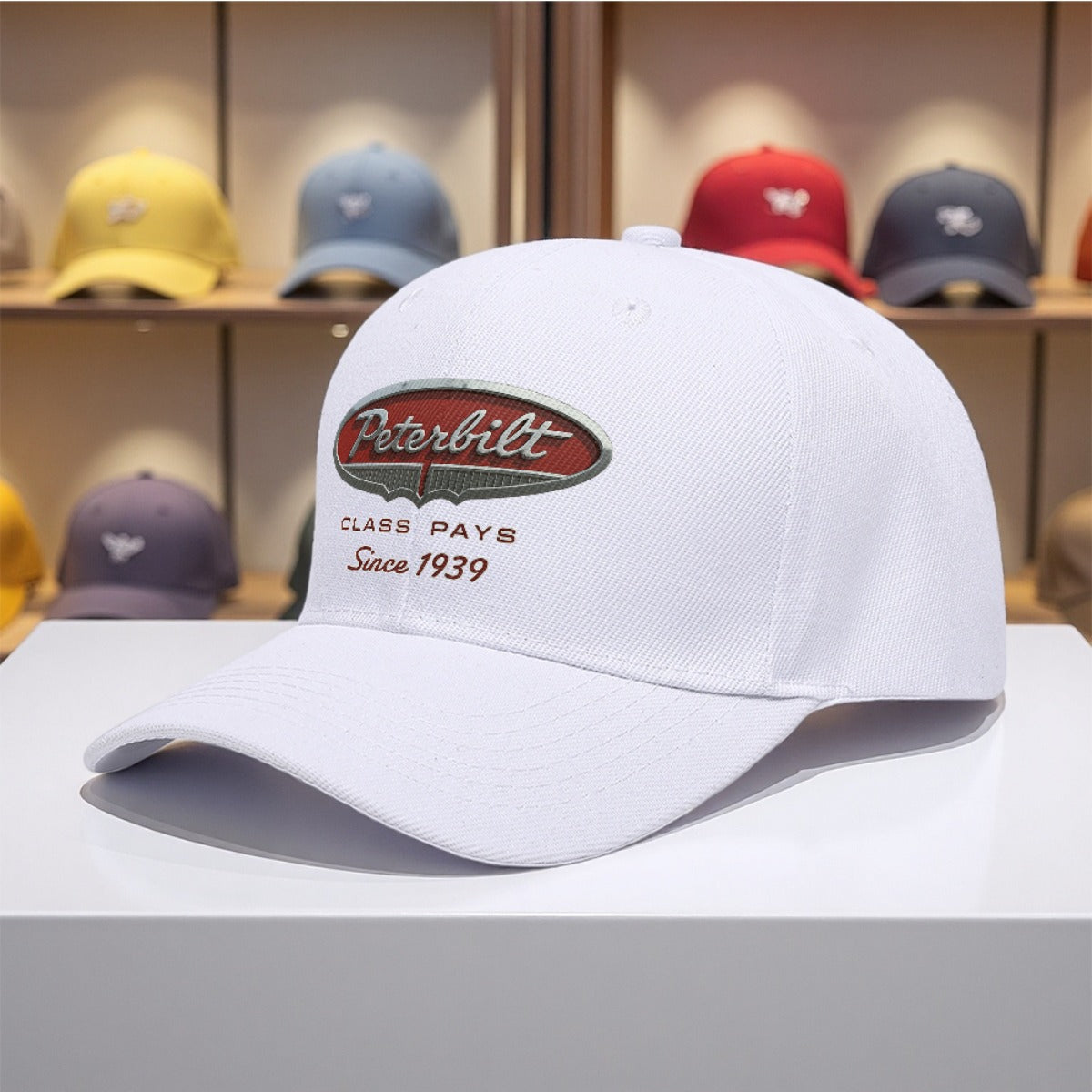 1pc with PETERBILT Tie Adjustable Baseball Cap Polyester Retro Printing Polychrome Breathable Lightweight Fashion Casual Daily Sports Outdoor Golf Fishing Valentine Gift Unisex Style