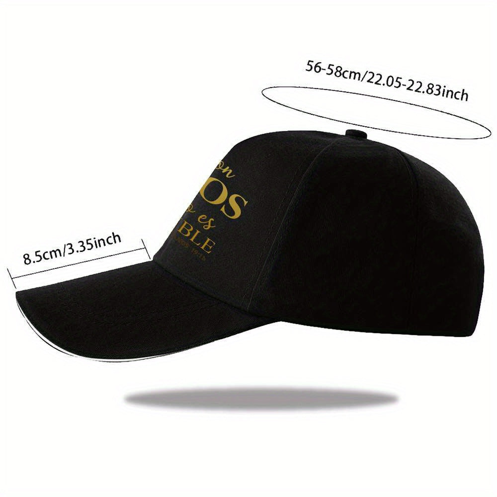 1pc Men's Spanish Inspirational Baseball Cap with Romans 4:17 Bible Verse - Adjustable Snapback, Lightweight Non-Stretch Fabric, Black & Golden Lettering for Running, Gym, Outdoor Sports - Christian Faith Hat for Men