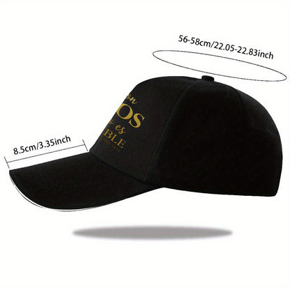 1pc Men's Spanish Inspirational Baseball Cap with Romans 4:17 Bible Verse - Adjustable Snapback, Lightweight Non-Stretch Fabric, Black & Golden Lettering for Running, Gym, Outdoor Sports - Christian Faith Hat for Men
