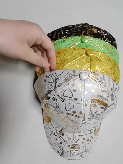 Sports Hats Breathable Sun Cap - New Graffiti Baseball Caps Golden Stamping - Outdoor Hip-hop Joker Cap - Street Cool Baseball Hats for men and women - Couple Caps Duckbill Cap