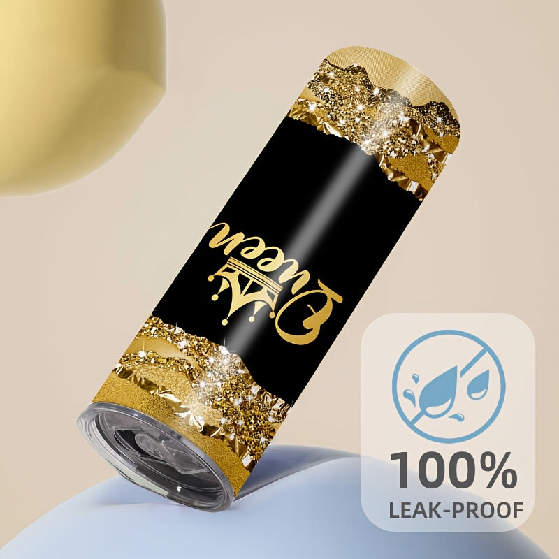 1pc 20oz Queen Pattern Vacuum Insulated Stainless Steel Tumbler | Portable with Lid, Ideal for Home and Travel, Hand Wash Only, 304 Stainless Steel