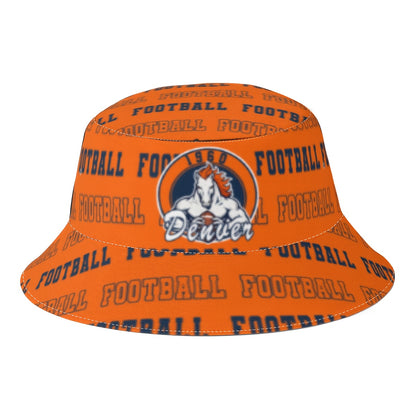 Lightweight And Casual Reversible Sun Hat Featuring Denver Football Print, Perfect for Fans And Suitable for Outdoor Activities Like Fishing, Hiking, And Camping