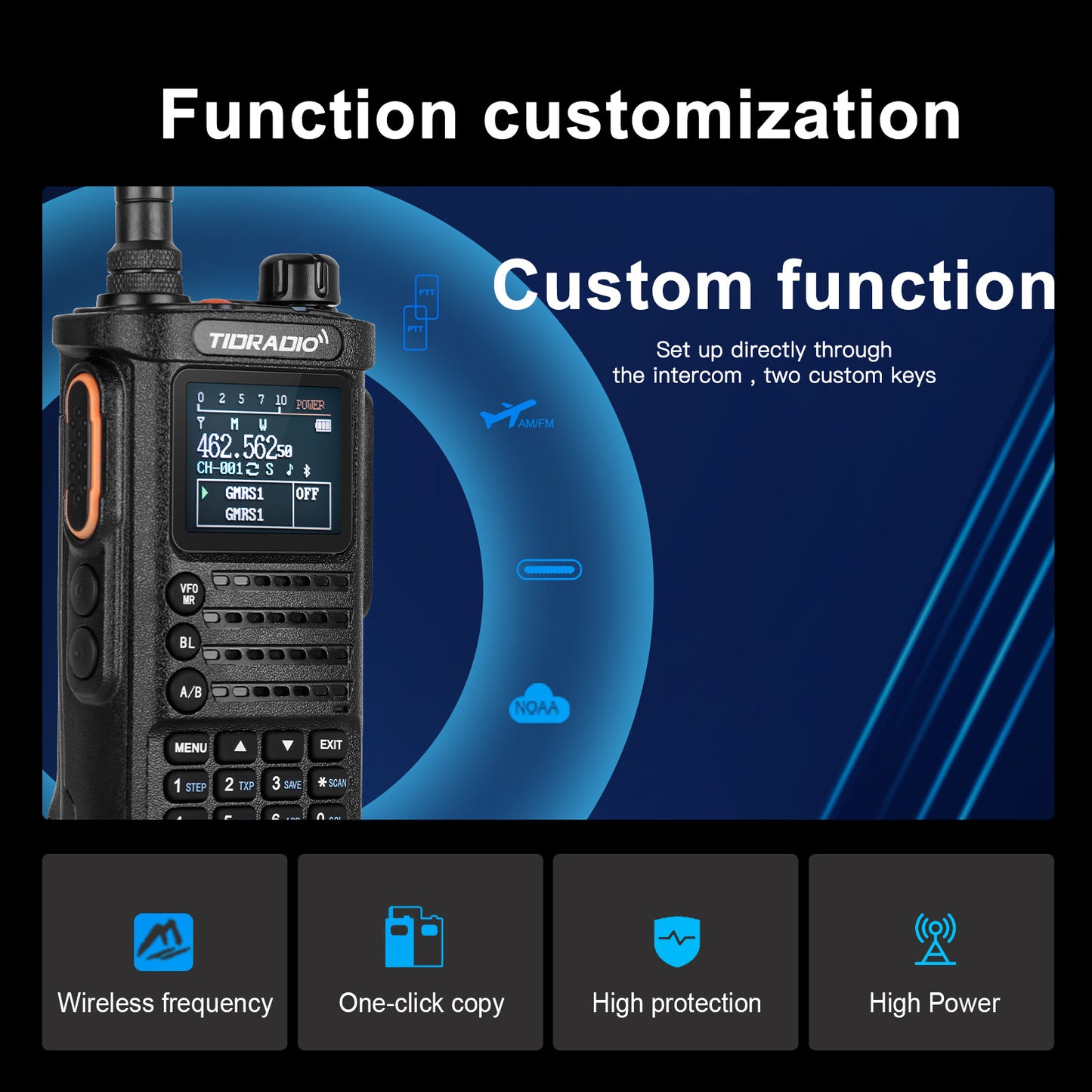 TIDRADIO TD-H8 2nd Gen 10W High-Power Handheld Two-Way Radio - 2500mAh Long-Lasting Battery, UHF Frequency 136-174MHz, 5000 Channels with Repeater List, FM Radio & Compatible, -Powered for Ham/GMRS/Radio Use, Durable Walkie T