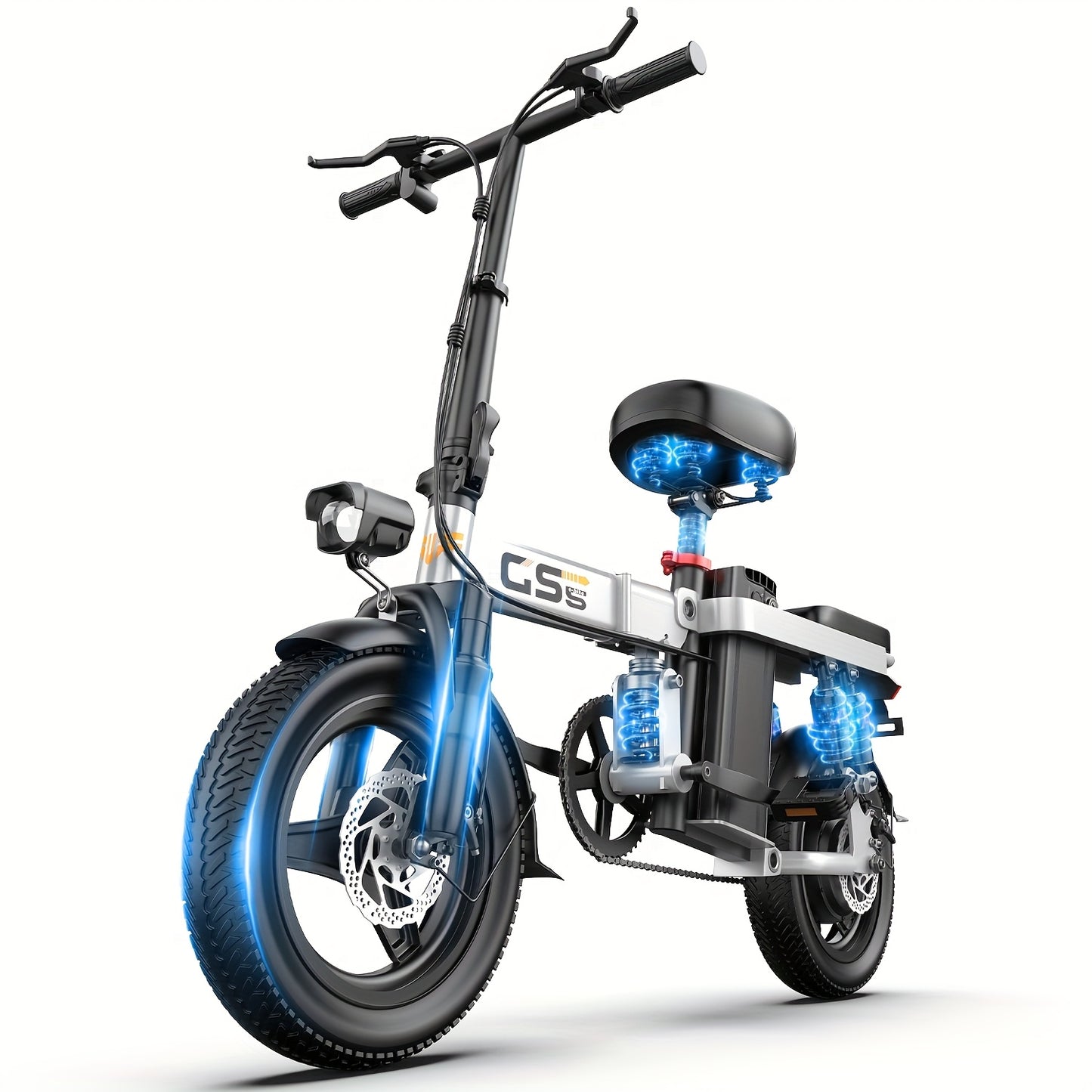 UPlee Peak Power 740W Electric Bike For Adults, 20MPH Full Shock Absorption Comfortable Riding, 48V6/8/10/15/17.5Ah, Max 32Miles Folding Ebike, 14'' Tubeless Off-road Tire, City Commuter