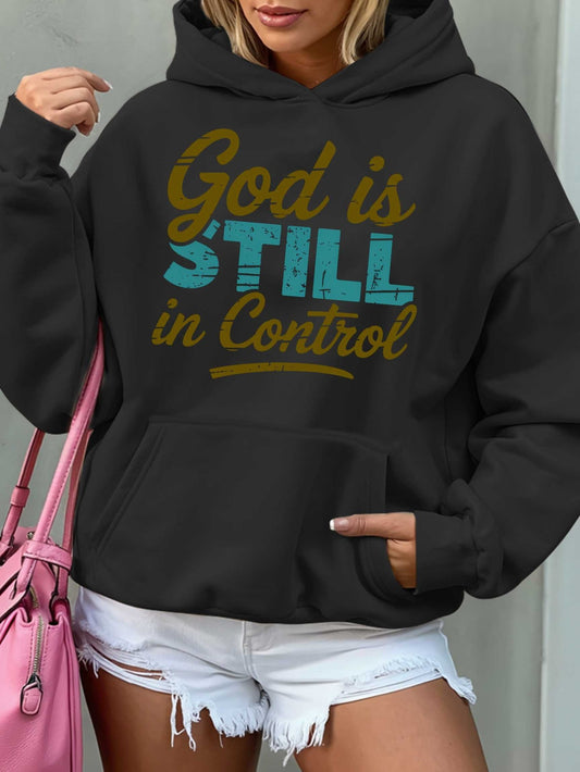 Women'S Hoodie - Beige Pullover Sweatshirt with "God is Still in Control" Inspirational Quote, Long Sleeve Hooded Sweater for Fall/Winter, Cozy Casual Everyday & Formal Outfits - Perfect Christian Gift for Women, Ladies Sweat