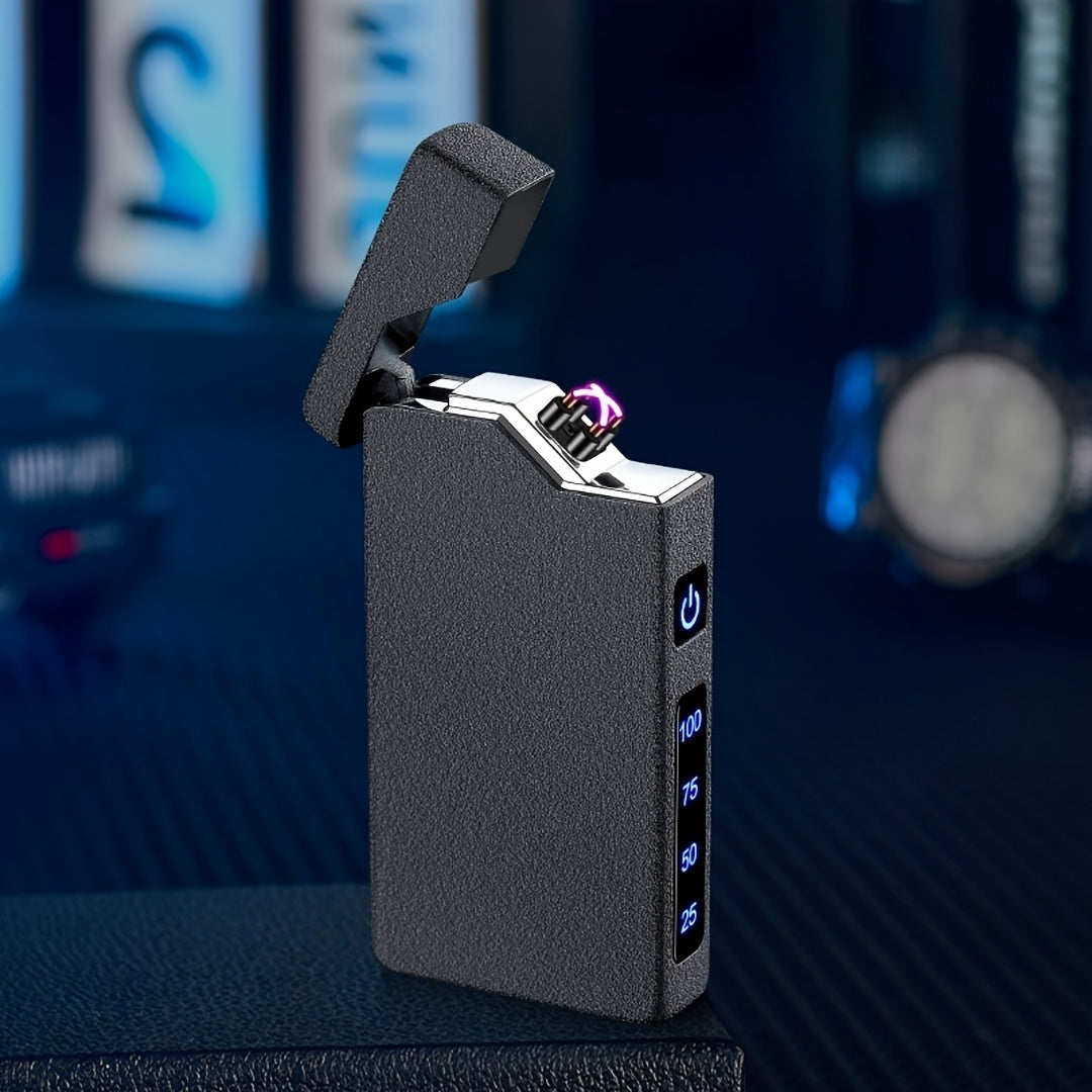 Windproof Dual Arc Lighter, USB C Electric Lighter, Rechargeable USB Lighter, Designed by Parker, Featuring a Spade A Pattern, Wind-Resistant, Suitable for Candles, Incense Sticks, Outdoor Camping, Hiking, a Gift for Men