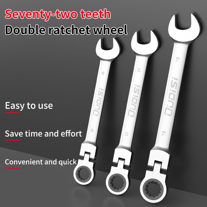 6-14pcs Professional Adjustable Ratchet Wrench Set With Storage Bag -6-24mm Durable CR-V Telescopic Head Socket Wrench Set, Suitable For Automobile, Home And Bicycle Maintenance-compact Heavy Machinery Tools.