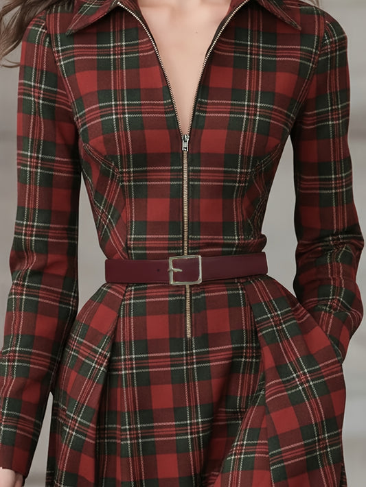 Women'S Plaid Dress with a Tailored Fit | Stylish Vintage Elegance, Perfect for Parties And Formal Events