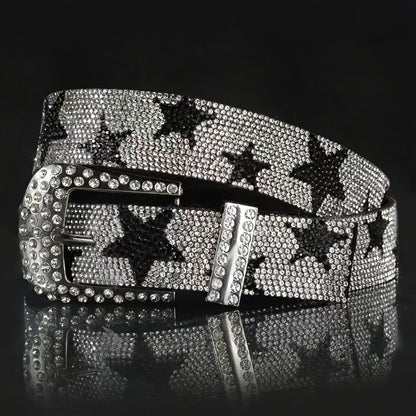 1pc Men'S Multi-Color Shiny Star Element Y2K Street Fashion Belt - Rhinestone Studded, Alloy Buckle, Perfect for Summer Casual, Outdoor Activities, Travel, Graduation Gifts, or Daily Wear