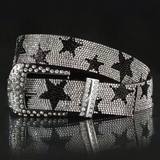 1pc Men'S Multi-Color Shiny Star Element Y2K Street Fashion Belt - Rhinestone Studded, Alloy Buckle, Perfect for Summer Casual, Outdoor Activities, Travel, Graduation Gifts, or Daily Wear
