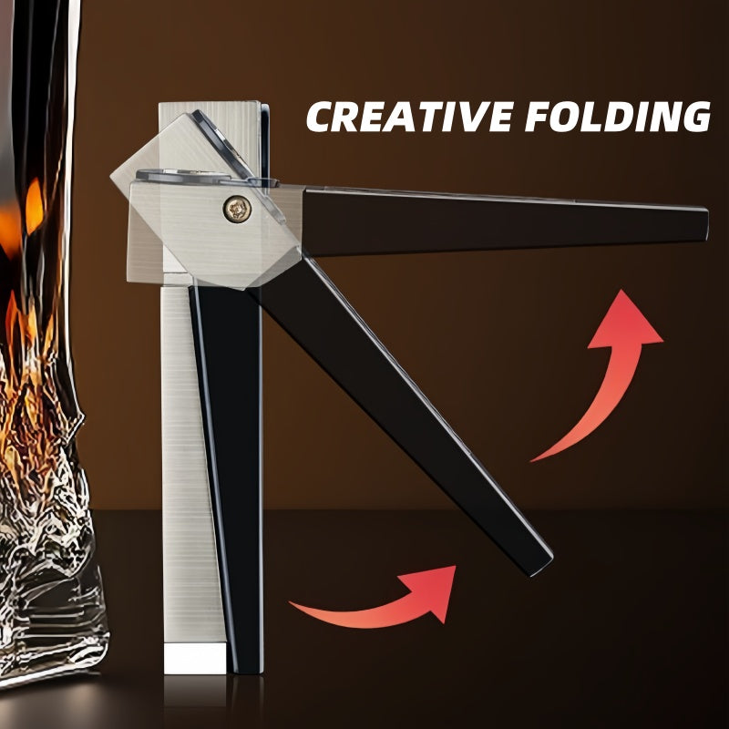 Buy One Get Four Free: 4-pack: 2-in-1 Retro Folding Pipe Lighter, Metal Portable Soft Flame Inflatable Lighter, One-piece Oblique Spray Butane Gas Lighter, Adjustable Flame, Gift for Boyfriend (excluding Butane Gas)