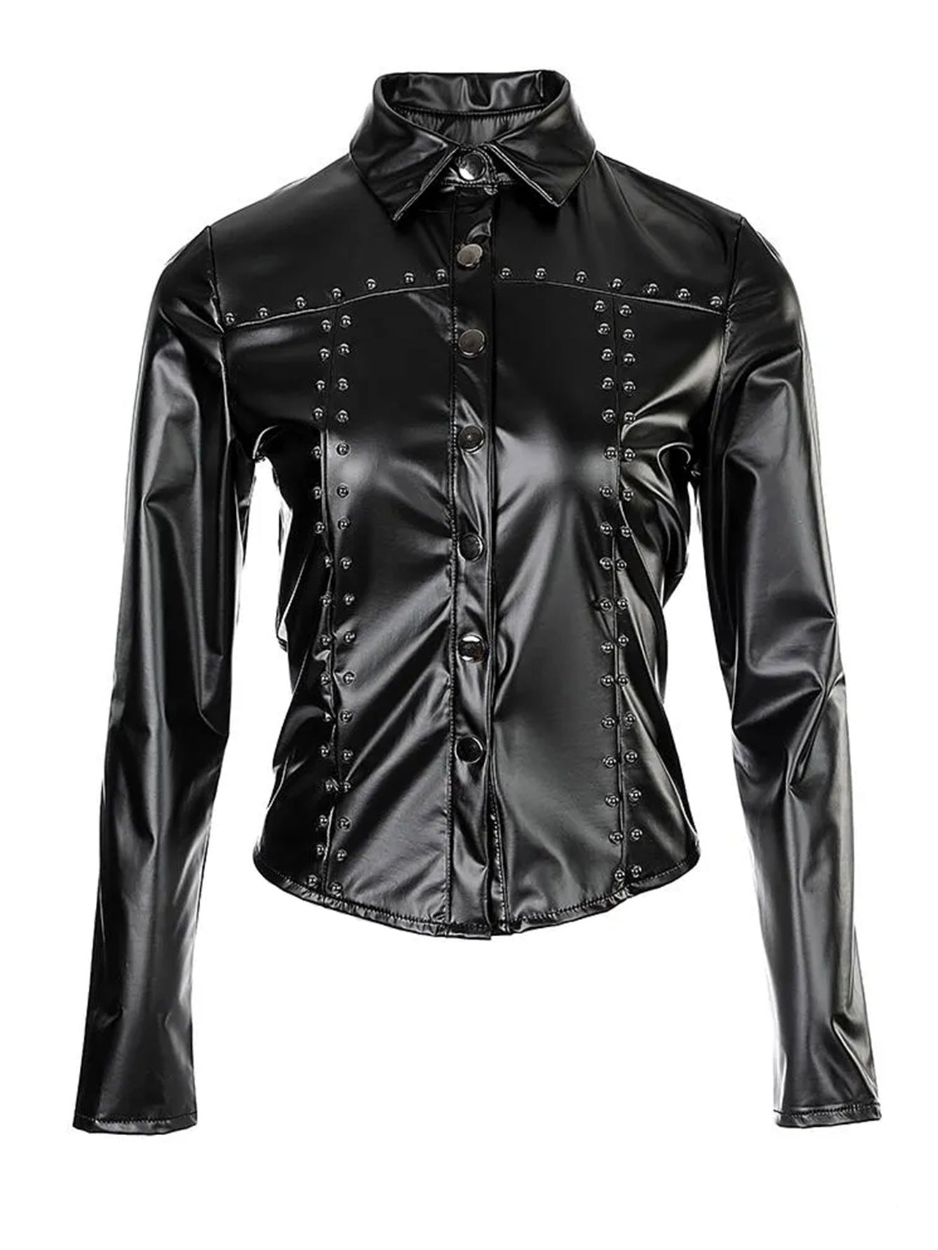Women'S Sexy Shirt - Elegant Lapel Collar Long Sleeve Blouse with Waist-Cinching Elastic Fit, Soft Stretchy Button-Front Closure, Solid Winter Warmth, Structured Lapel Collar & Smooth Texture for Casual & Formal Outfits - Ver