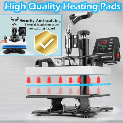 Valentines Day Gifts Heat Press Machine for Shirts 12"x10" Sublimation Shirt Heat Press Machines, 360 Degree Swing Away Sublimation Transfer Printer Fast Heat-up, Digital Precise Temperature Control, High-Security HTV Vinyl H
