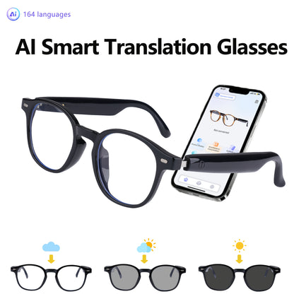 AI Smart Translation Glasses, Supporting 164 Languages, Polarized Lenses, Built-in Microphone Speaker, AI Voice Assistant, Compatible With IOS/Android, Suitable For Both Men And Women, Halloween Gifts