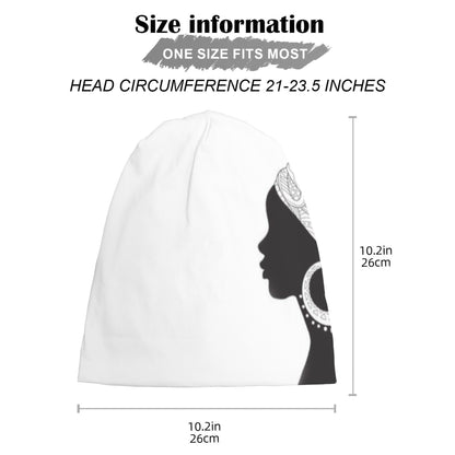 African Women's Art Beanie Hat - Soft Lightweight Fabric with Intricate Cultural Patterns, Unisex Casual Skull Cap for Men & Women, Breathable Warm Design for Casual Attire, Stylish Headgear, Modern Slouchy Fit, Comfortable F