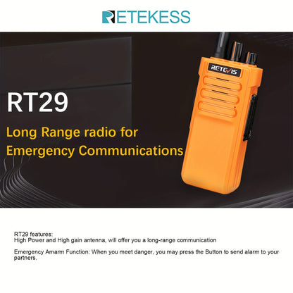 Retevis RT29 Two Way Radios Long Range, Heavy Duty 2 Way Radio for Adults, Professional Walkie Talkies with Mic, VOX, Emergency Alarm, for Survive Adventure Hunting(2 Pack)