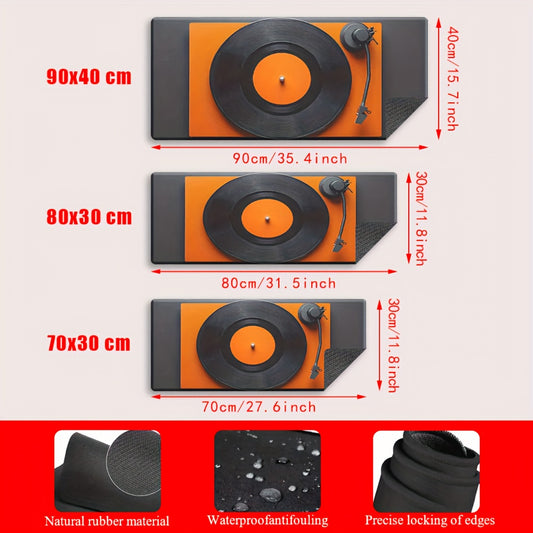 1pc Large Retro Vinyl Record & Headphones Gaming Mouse Pad - Non-Slip Rubber Base, Thick (2mm), Soft Smooth Surface Desk for PC/Laptop, Office & Music-Themed Workstation Accessory - Vintage Turntable Design for DJs & Gamers