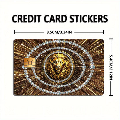 Luxurious Golden Lion Head Pattern Stickers, Including 4 Unique Designs, Durable Privacy Stickers Made of PVC Material, Suitable for Credit Cards, Transit Passes, Debit Cards, Keys, and More Uses, Protects Bank Cards, Perfect