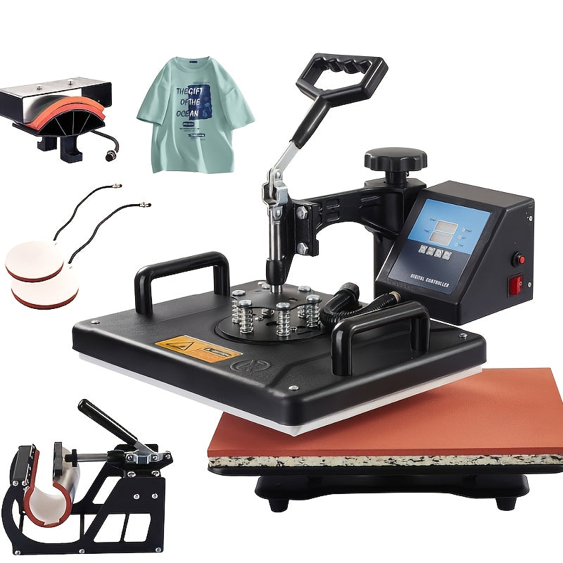 Heat Press Machine 5 in 1 Combination Sublimation Printer 2D Heat Transfer Machine for Cups, T-Shirts, And Phone Cases, with a Size of 30*38CM
