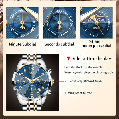 OLEVS Watches For Men Analog Quartz Dress Business Watch Day Date Stainless Steel Classic Casual Luxury Luminous Male Wrist Watches Golden/black/blue/white
