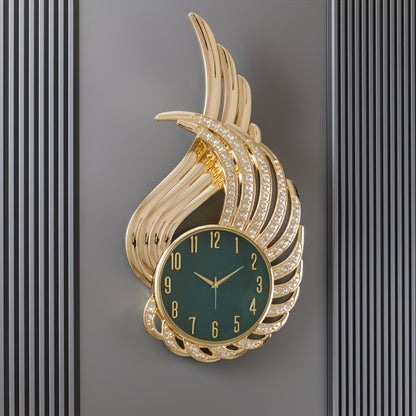 Creative Design Simple Living Room and Dining Room Wall Clock with Angel Wings and Diamond Inlay, High-end Office and Hotel Hanging Clock, Large Size Bedroom Hanging Decoration Clock