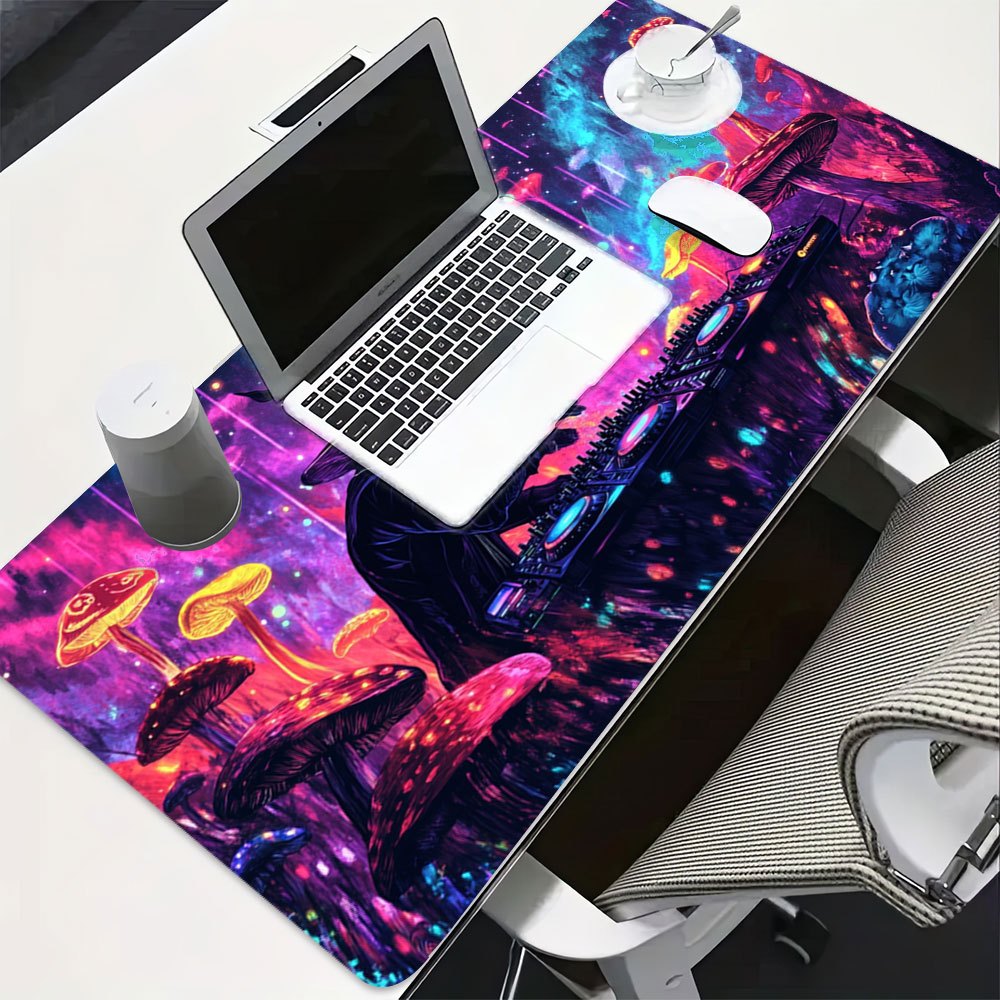 1pc Large Music DJ-Themed Gaming & Office Desk with Non-Slip Rubber Base, DJ Turntable & Vinyl Record Design Mouse Pad - Heavy-Duty Surface for PC/Laptop, Ideal Gift for DJs, Musicians, Birthday & Christmas
