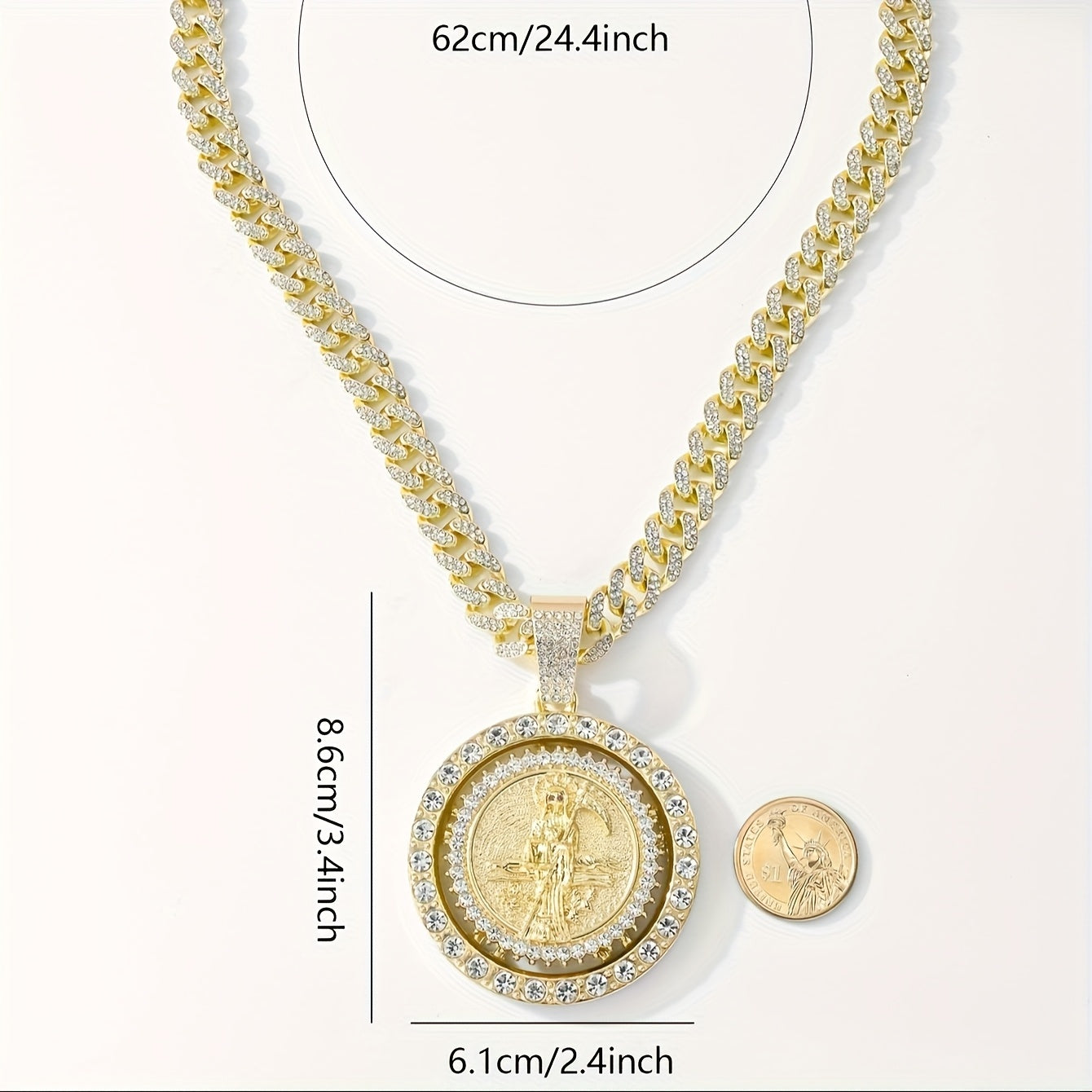 14K Gold Plated Saint Mortule God of Death Pendant Necklace - Rotating Bohemian Religious Medal Jewelry with 3A, Unisex for men & Women, Christmas/Easter Gift, Year-Round Wear (Copper Base)
