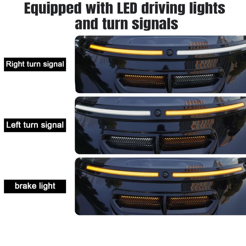 Running Turn Signal Windshield Windscreen Trim Fit for Harley 2014 Touring Electra Glide Street Glide Ultra Limited (Chrome Windshield Trim, LED Running/Turn Signal, Smoke Lens)